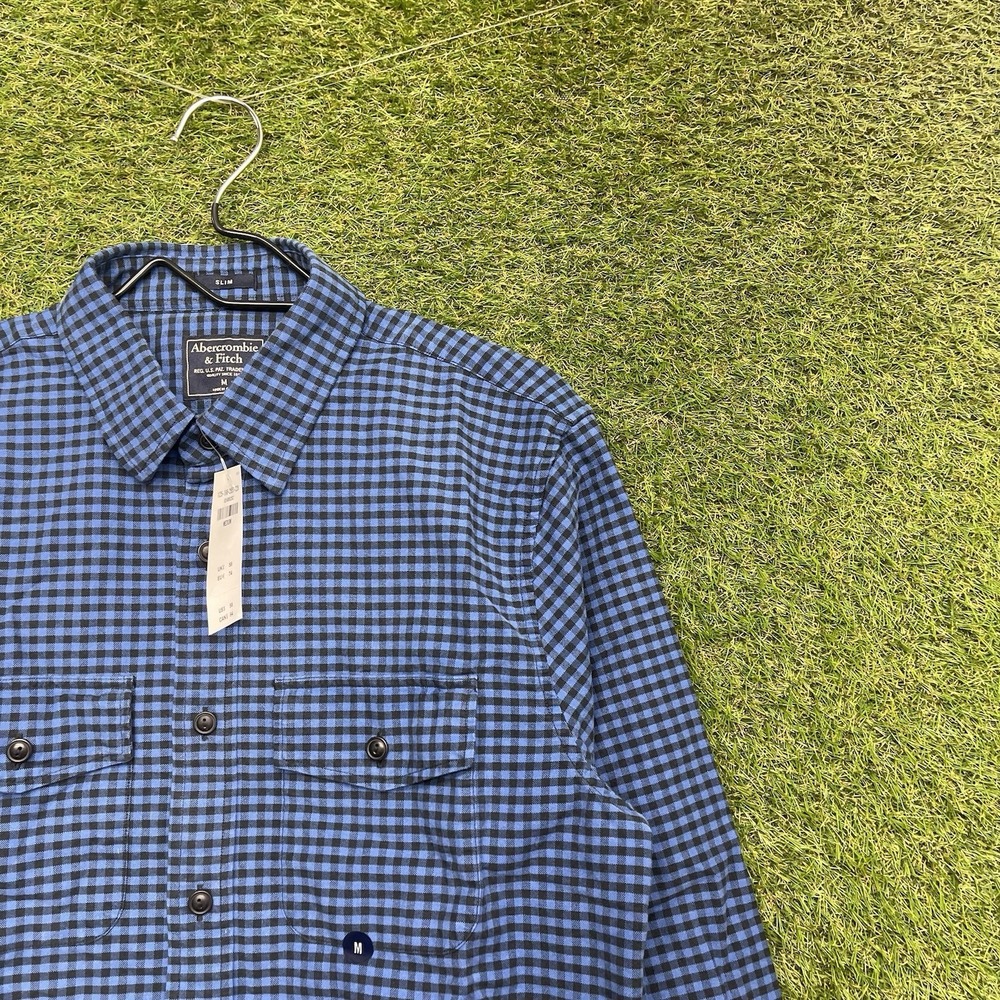 Abercrombie & Fitch Dress Shirt Mens Medium Slim Fit Long Sleeve Button Check